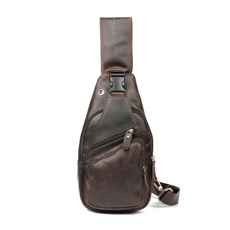 Men's Retro Genuine Leather Crossbody Chest Bag