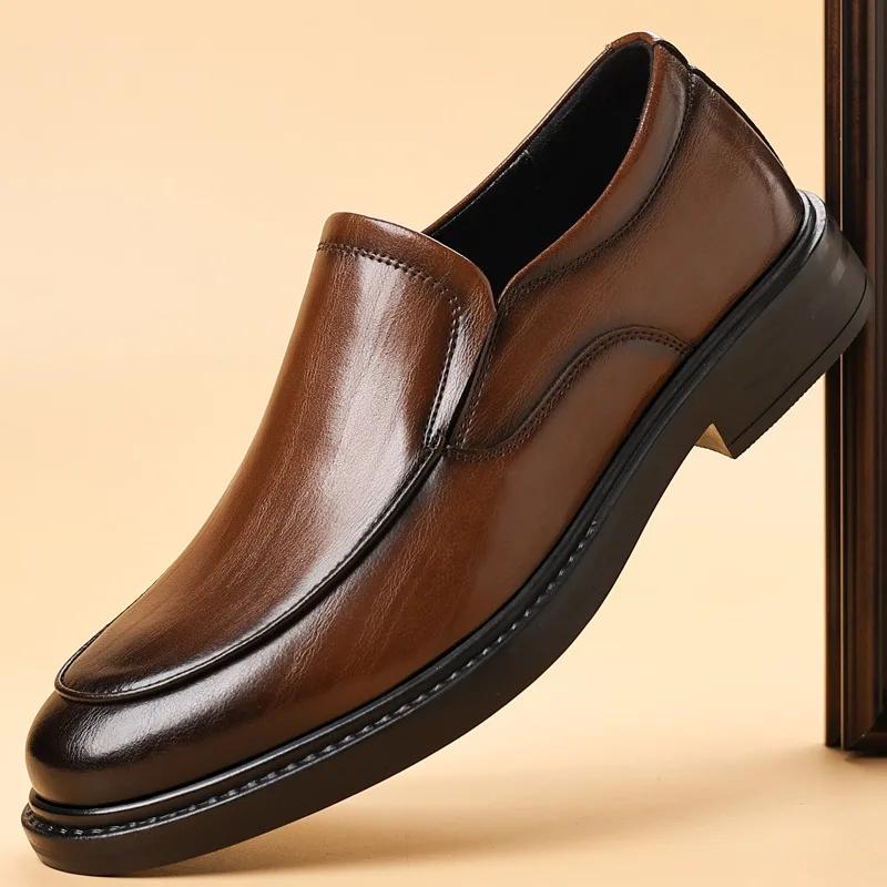 2025 New Designer Soft Leather Shoes for Men Spring Autumn  Solid Color Dress Shoes Male Fashion Casual Wedding Shoes Man