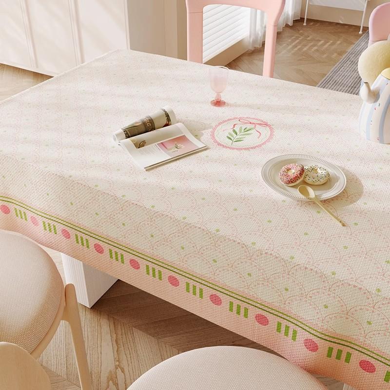 Korean Cherry Grid Pvc Dining Table Cloth Waterproof Morning Sweet Living Alone Girl Breakfast Table, Decorative Cover Cloth