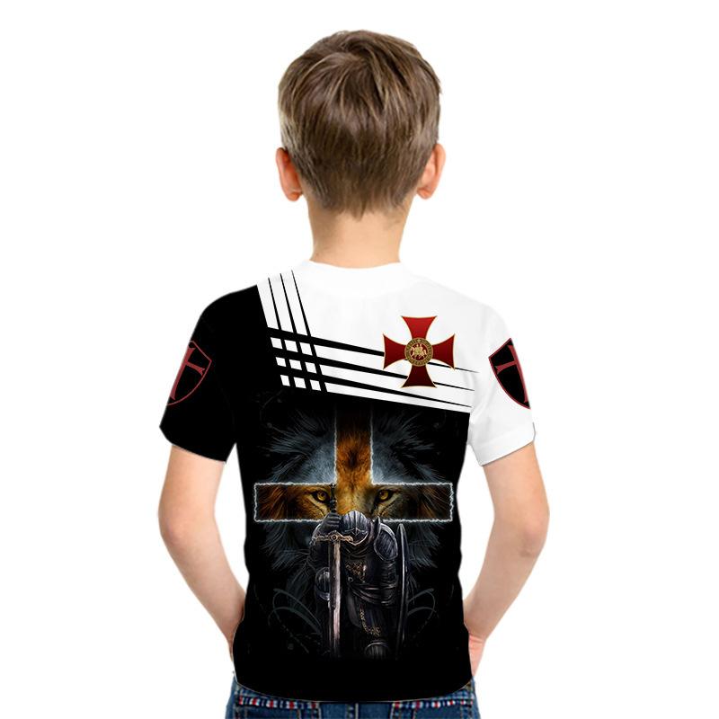 Tricou casual pentru copii cu mâneci scurte pentru copii Tricou pentru copii imprimat 3D pentru băieți Tricou pentru copii Knight