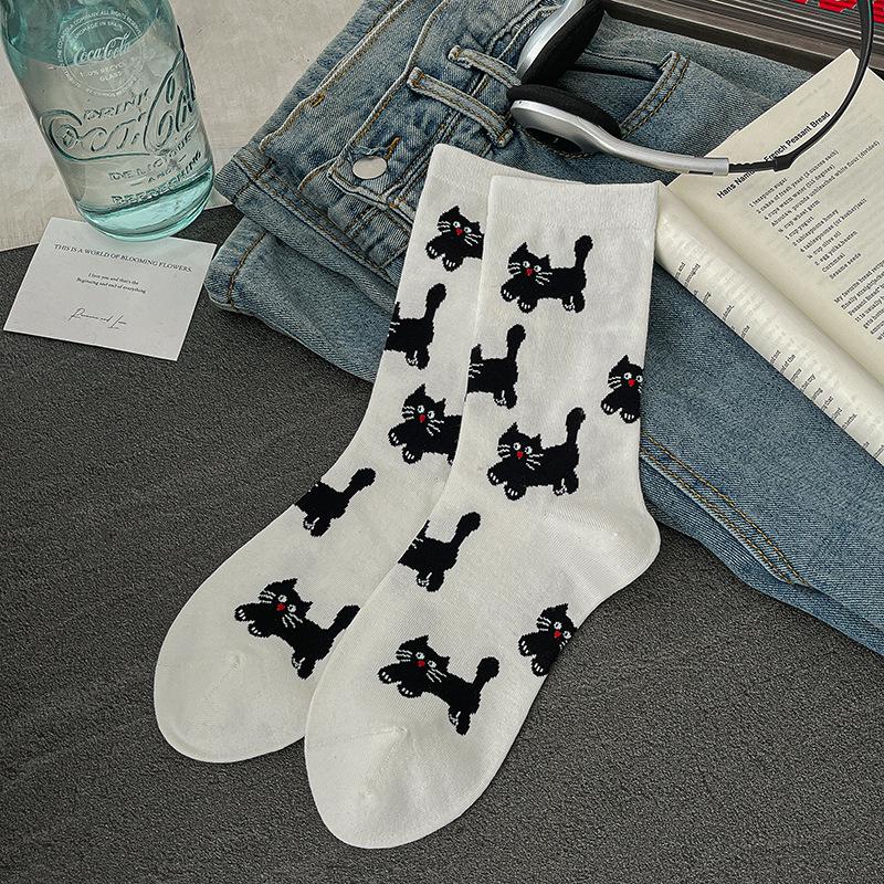 Calcetines de Algodón de Tubo de Dibujos Animados Encantadores para Mujer, Primavera y Otoño