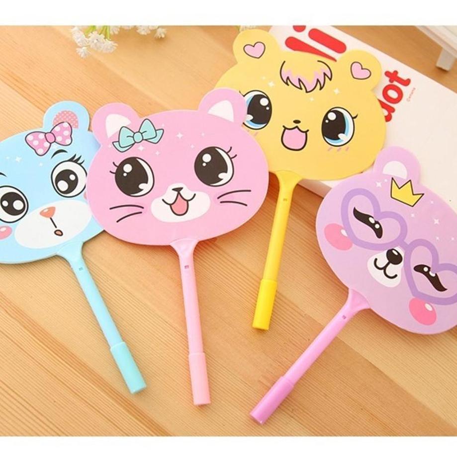5 Pcs Cute Animal Fans Shape Ball Point Pen Ballpen Kids Students Prize Present School Supplies