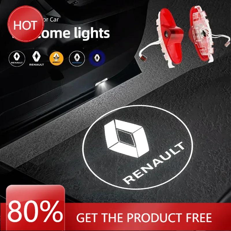 2026 Hot For Renault Hub Caps 2Pcs LED Car Door Welcome Lights Logo Projector For Renault Samsung QM6 SM5 SM6 SM7 Ghost Shadow L