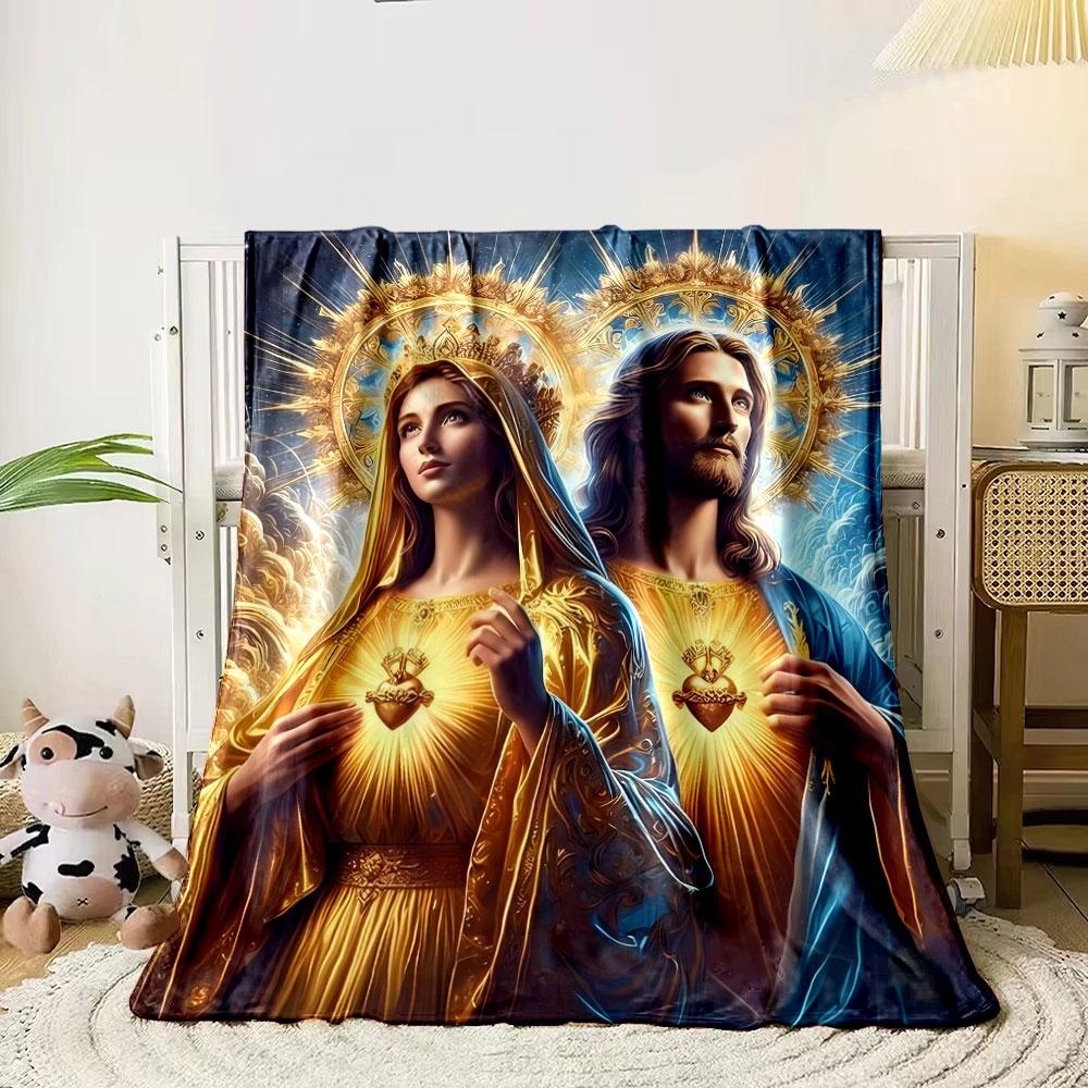 Sacred Heart Mary Jesus Blanket  Printed Blanket for Living Room Bed Couch lunch break Soft Cozy Blanket for Friend's festival Gift