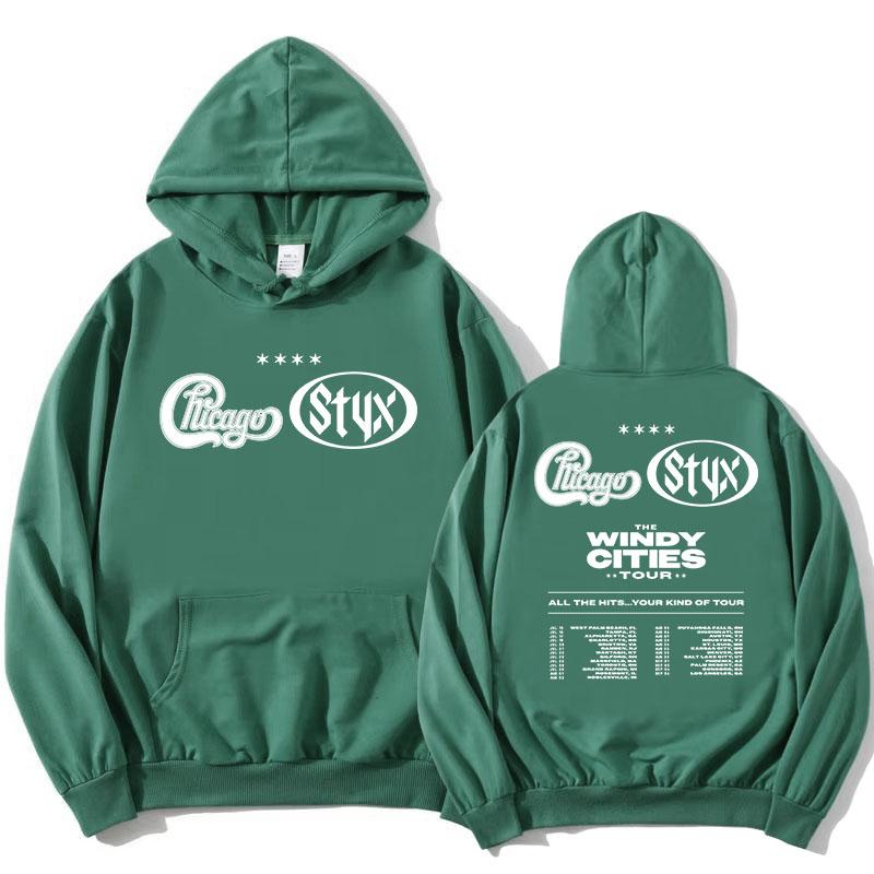 The Windy Cities Tour 2026 Hoodies Chicago and Styx Graphic Print Sweatshirts Hooded Long Sleeve Pullovers Fashion Tops