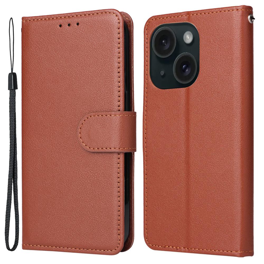 For iPhone 15 Magnetic Closure Flip PU Leather Phone Stand Cover Wallet Cell Phone Case