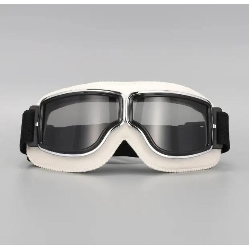 Motorradbrille Winddichte Motorradhelmbrille Sonnenbrille Retro Universal Klappbar Leder Retro Motorrad Zubehör