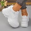 Fashion Women's Fashion White Platform Sneakers Thick Sole Non Slip Sports Shoes for Women Lace Up Height Increase Chunky Sneakers 35-42
