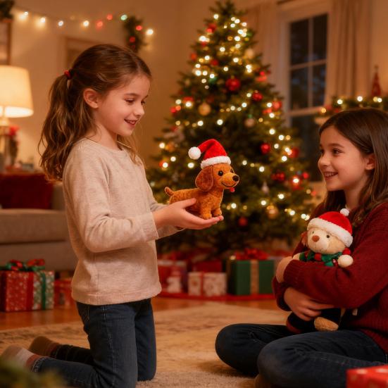 1/2Pcs Christmas Felt Dachshund Figurine Handcrafted Santa Hat Dog Ornament Simulation Puppy Statue Animal Sculpture Home Office Desktop Decoration