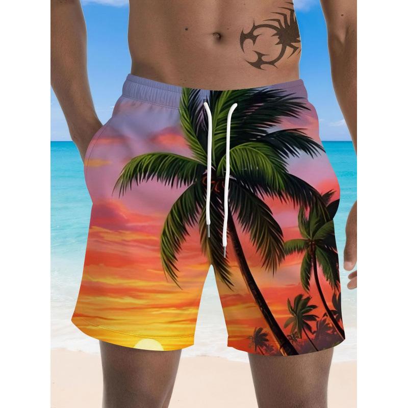 Summer Men s 3D Printed Beach Pants Fashion Versatile Breathable Trend Casual Vacation Style S