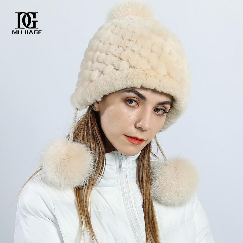 

Шапка женская осенне-зимняя, новая модная теплая шапка из меха кролика рекс One Size ( 55-59cm) бежевый