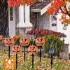 5 Pack Solar Halloween Pumpkin Stake Lights Waterproof Halloween Skull Pathway Lights for Garden Yard Lawn Decor