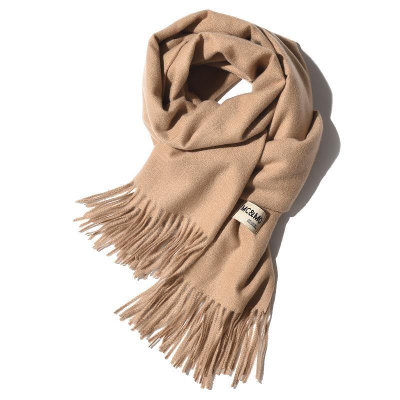 Solid color imitation cashmere scarf women's winter men's couple shawl dual-purpose warm long thickened