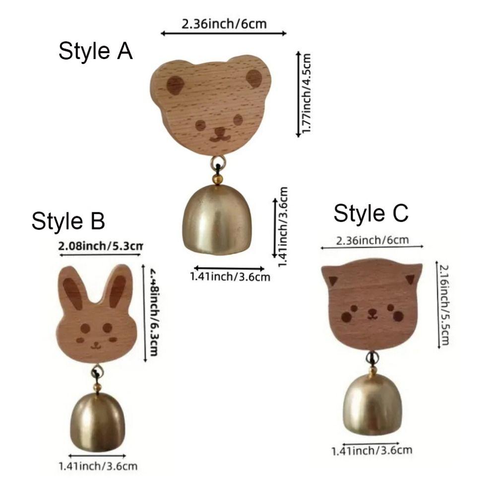 Japanese Style Wooden Door Bell Cartoon Self-Adhesive Wind Chimes Rabbit/Cat Shape Hanging Shopkeepers Bell Hanging Decorative