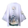 Summer Japanese White White [Lunari] Men's Japanese-style Cardigan, Hoodie, 3/4 Sleeve, Japanese-style, Casual, Yukata, Thin, Loose-fitting, Haori,