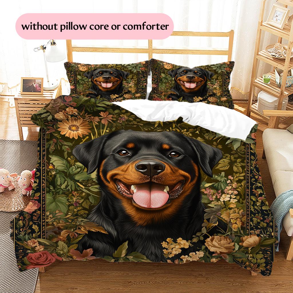 Rottweiler Pattern Bedding Home Decoration Birthday Gift (1 * duvet cover + 2 * pillowcase, without core)