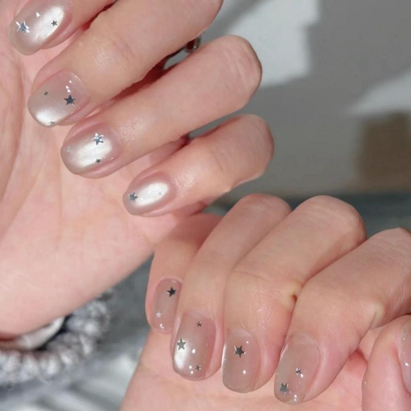 3pc Tiny Star Glitter Nail Flake Golden Silvery Black Small Pentagram Nail Seqiuns Kawaii Korean DIY Manicure Accessories