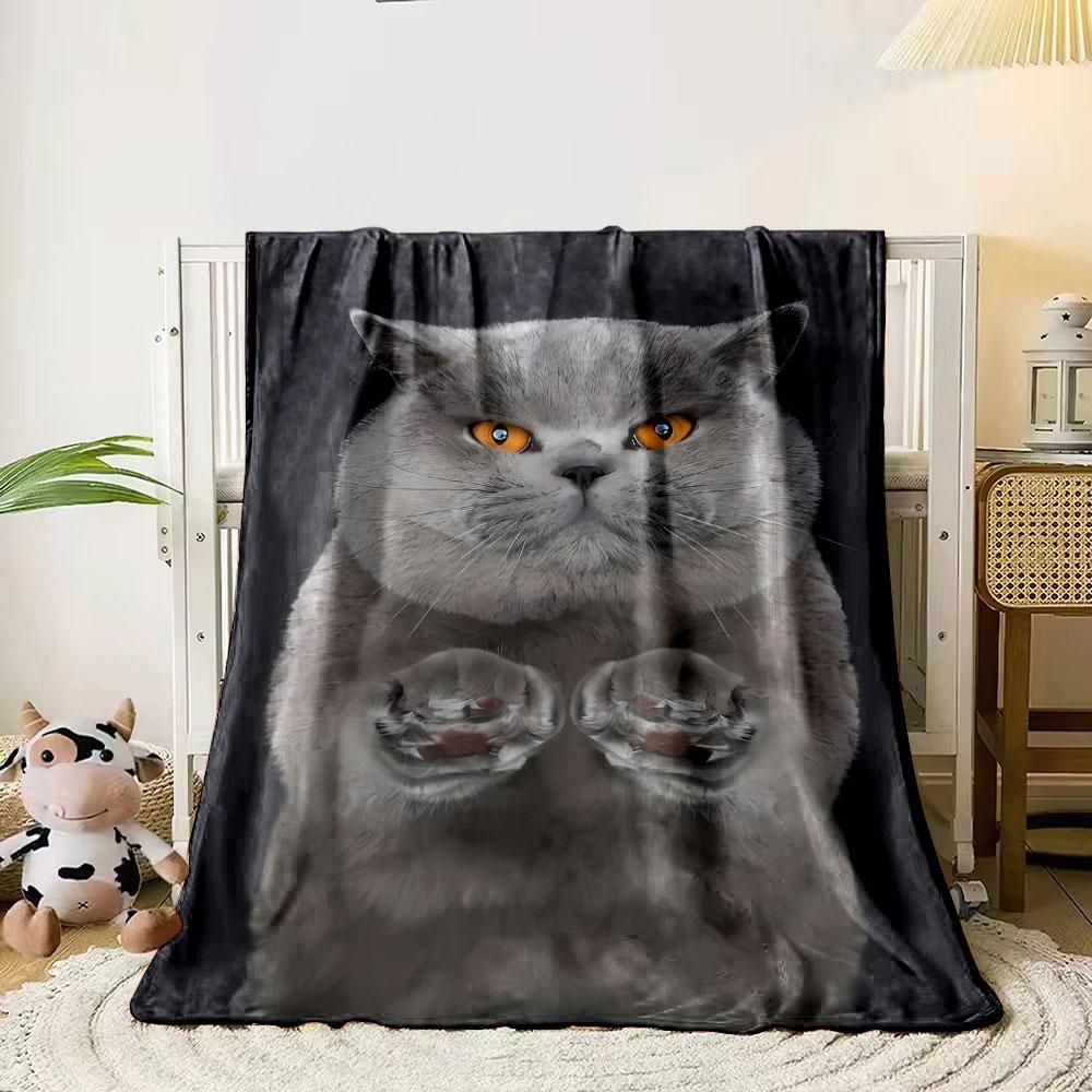 Grumpy Grey Cat Blanket bedroom Blanket for Livingroom Couch lunch break Soft throw for Friend's festival Gift