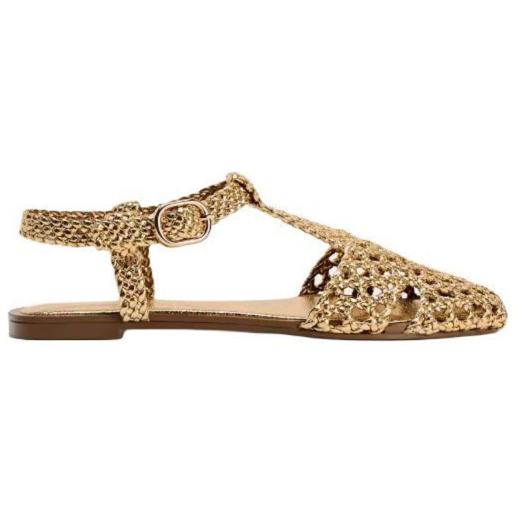 Zara Pu Buckle Cool Roman Sandals Women Sandals Gold 12505410091