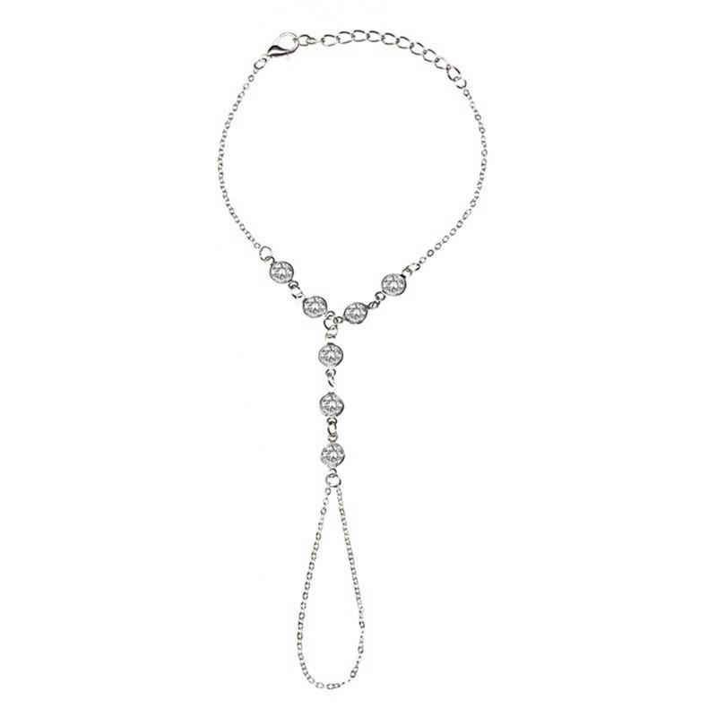 

Bohemian retro crystal inlaid ladies versatile temperament models directly from the manufacturer crystal beaded finger bracelet срібний