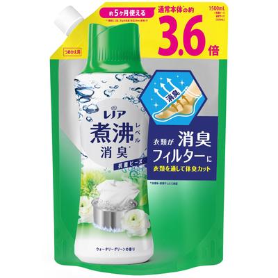 Lenor Super Deodorizing, Boiling Level Deodorizing, Antibacterial Beads, Watery Green, Refill, Large Capacity, 1,500mL