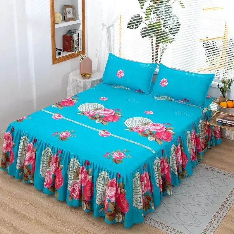 1Pcs Bed Sheet Lace Skirt Elastic Fitted Double Bedspread With Pillowcases Mattress Cover Bedding Set Elastic King Size Bedsheet