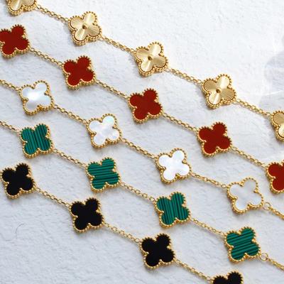 Luxury and Sophisticated Four-leaf Clover Bracelet for Women Double-sided Mother-of-pearl Lucky Clover Bracelet