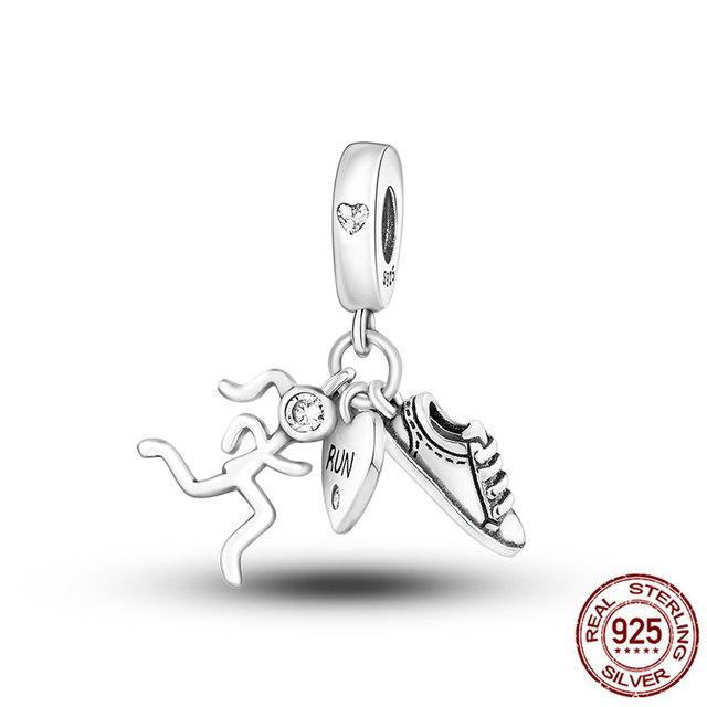 Earphone Travel Shopping Handbag Dangle Charm Silver Color Beads Fit Fashion Original Charm Bracelet Pendant DIY Jewelry Making