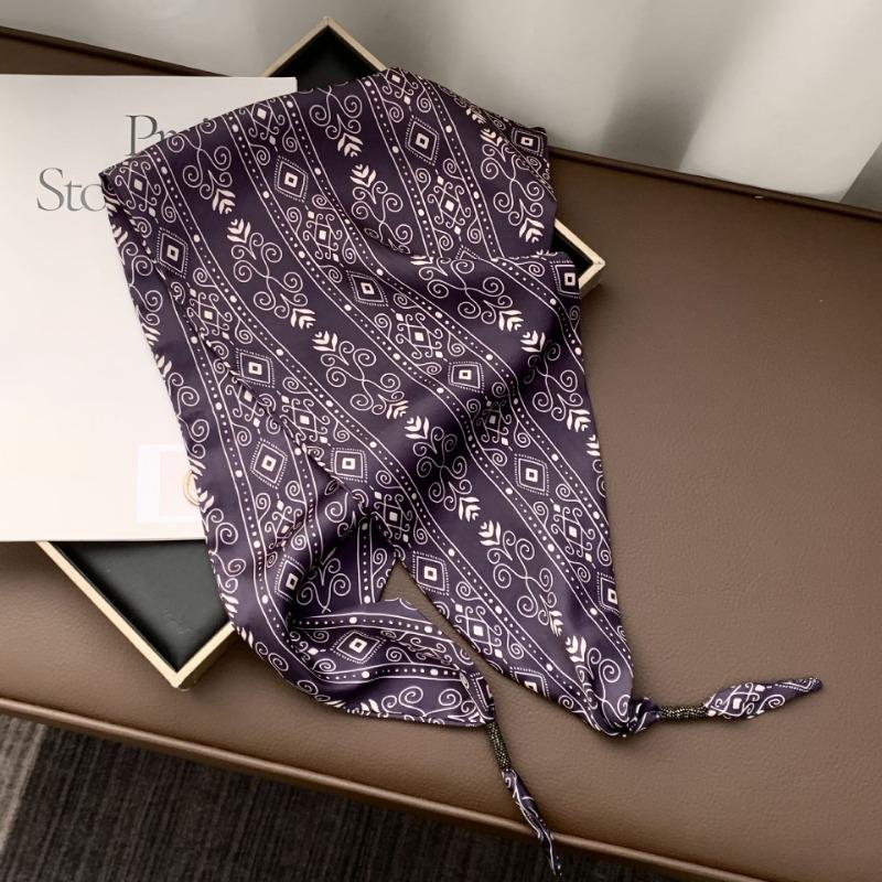 Silk scarf new fashion wheat ear cashew flower silk scarf head scarf beaded small scarf scarf triangular scarf waist tie