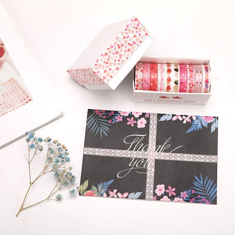 4/8roll Washi Tape Pink Heart for DIY Scrapbooking Diaries Planners Cute Stationery Gifts Teaching Incentive Supplies TMZ