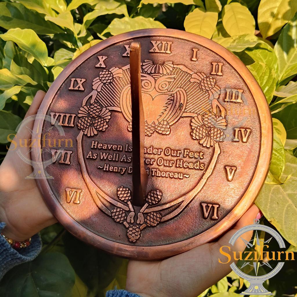 Thoreau Garden Sundial, Cast Iron with Verdigris & Copper Finish