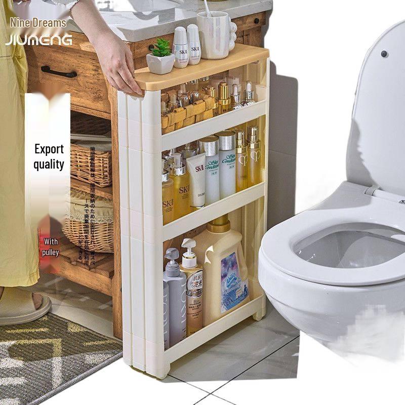 Ultra-Narrow 10CM Storage Rack with Wheels for Kitchen, Bathroom, Refrigerator Gap, and Living Room. Floor-Standing Cart.