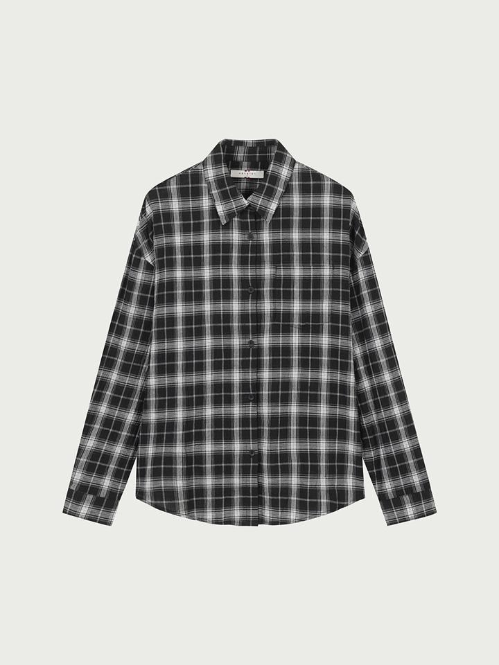 HANGTEN Women'S One Pocket Check Long Shirt_100(10570-120-402-68)