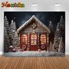 Mocsicka Christmas House Photography Background Winter Forest Tree Kids Children Birthday Photo Backdrop Home Party Decor Banner