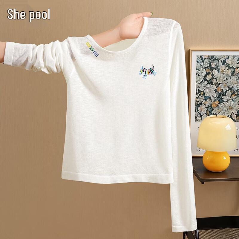 Women s Little Horse Embroidered Lightweight Long Sleeve Knit T-shirt M