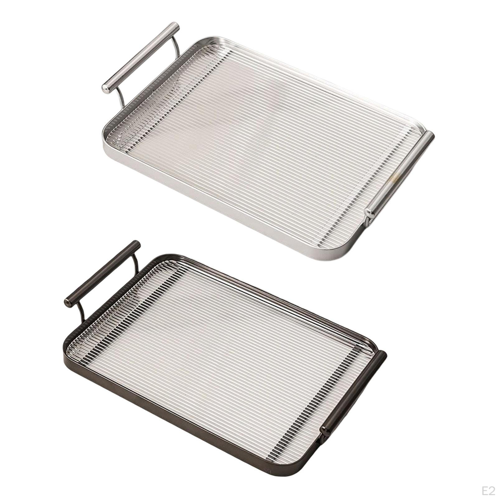 Сервировочные подносы Многоцелевые акриловые прямоугольные с ручками Посуда Органайзер — фото 3