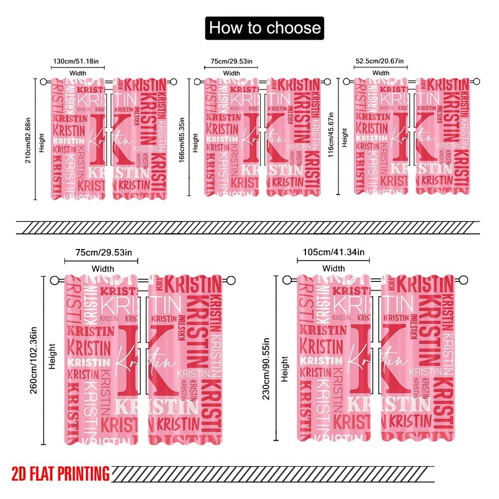 2pcs,2D plane printing Curtains&Window Treatment Kristin Collage Versatile Polyester (without rod) Room Decor Ldeal for Bedroom