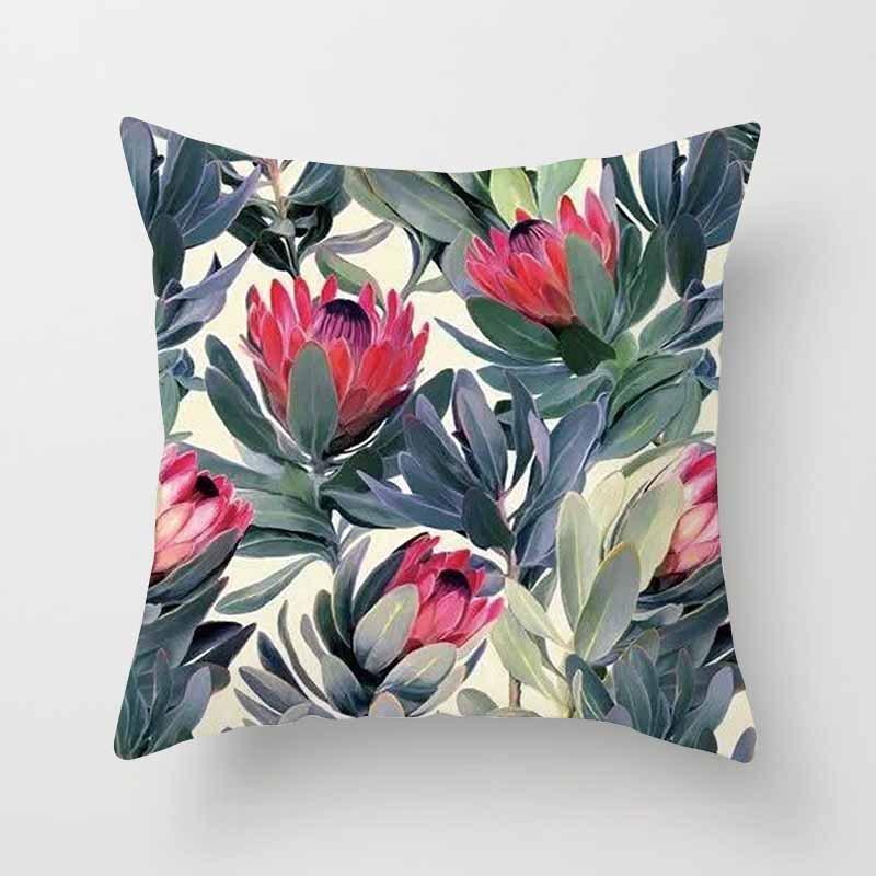 Fashion Tropical Plant Polyester Pillow Case Office Fabric Sofa Cushion Cover Home Polyester Pillow Case