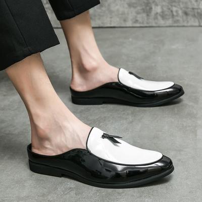 2025 Dress Shoes Designer Summer Leather Casual Slip On Half Shoes For Men Mules Loafers Slippers Flats Business Man Slides