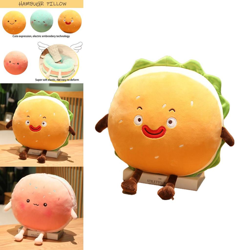 Hamburger Plush Toy With Pp Cotton Soft Filling For Kids Gift And Cozy Hand Warmer