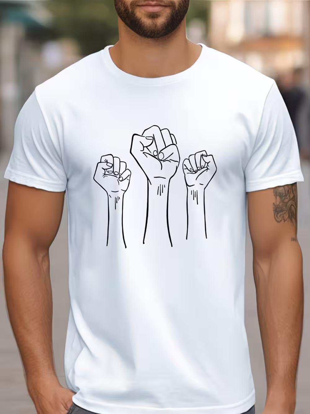 Men s Unity Strength Solidarity Fist Print T-Shirt - Soft Breathable Cotton Blend XXXL