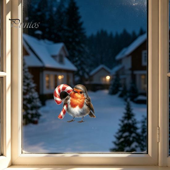 Outdoor Balcony Glass Decorations Christmas Bird Static Window Stickers, PVC Waterproof Decorative Decals Durable Indoor Accents for Holiday