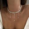 Mode Kvast Kæde Vedhæng Halskæde Til Kvinder Boho Gennemsigtig Krystal & Imitationsperle Kæde Smykker Valentinsgave N0538