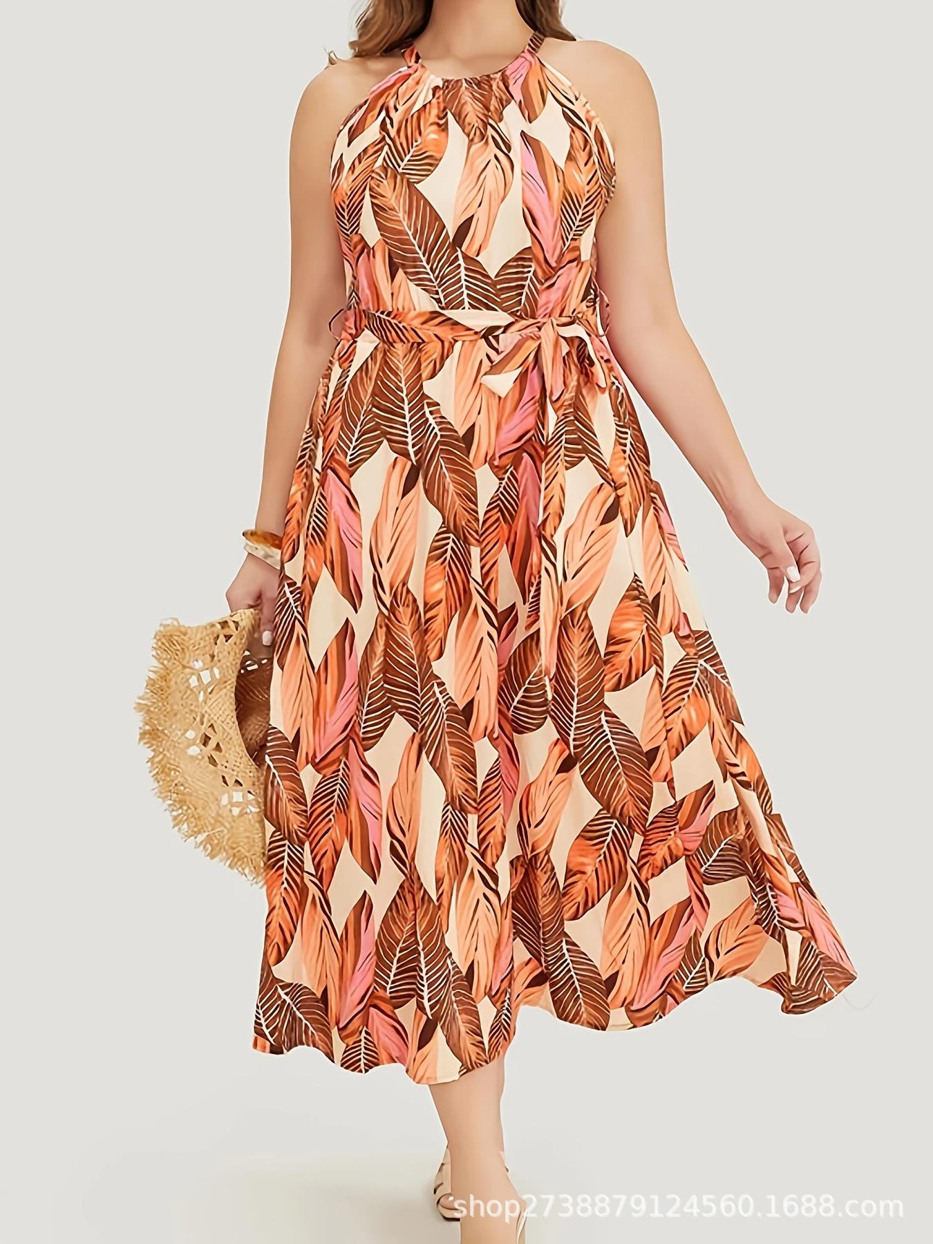 European Plus Size Waist-cinching Pastoral Dress - Spring/Summer 2026 XXL