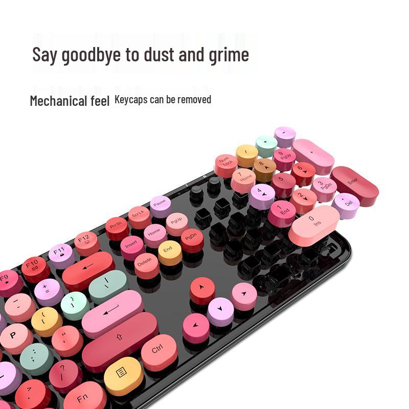 Skyreach Cute Punk Colorful Lipstick Wireless Keyboard & Mouse Set for Girls’ Office