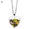 Pendant Necklace Heart Cartoon Shrek Pattern Jewelry Bright Luster Adjustable Necklace for Birthday