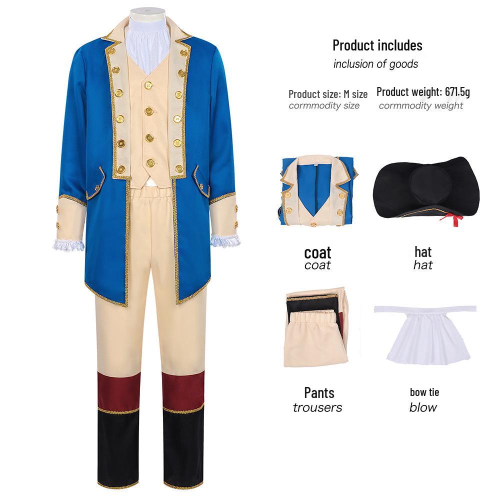 Costume Cosplay Uomo George Washington - Uniforme Militare Retrò Musicale Hamilton