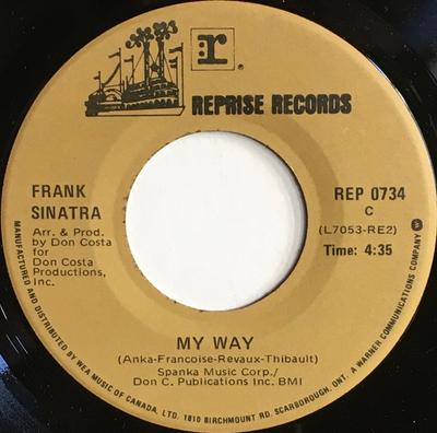 Disco de 7 polegadas FRANK SINATRA - My Way / Cycles REP0734 Reprise Records Canadá Jazz Usado