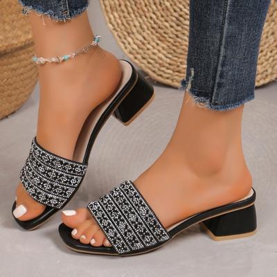 Women's Wide Width Stiletto Heels, Sexy Open-Toe Mule Sandals, Fashion Wholesale High Heels for Women
