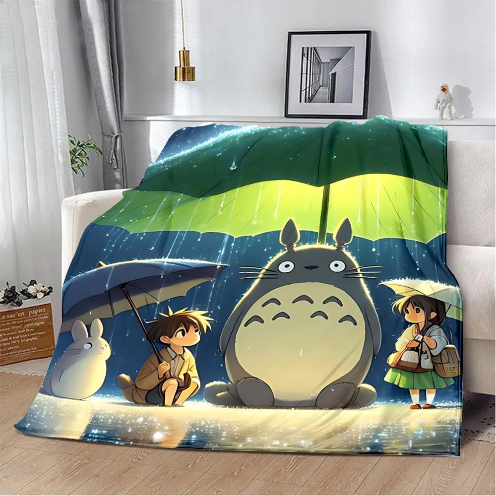 Hot Anime Cartoon Printed Blanket Picnic Blankets Warm Blanket Soft and Comfortable T-TotoroS Blanket Home Travel Birthday